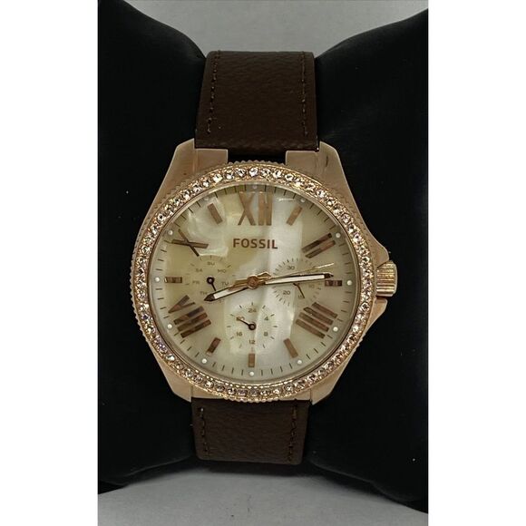 Fossil AM4616 Women's Brown Leather Analog Dial Quatrz Genuine Wrist Watch HK961 - Picture 1 of 12